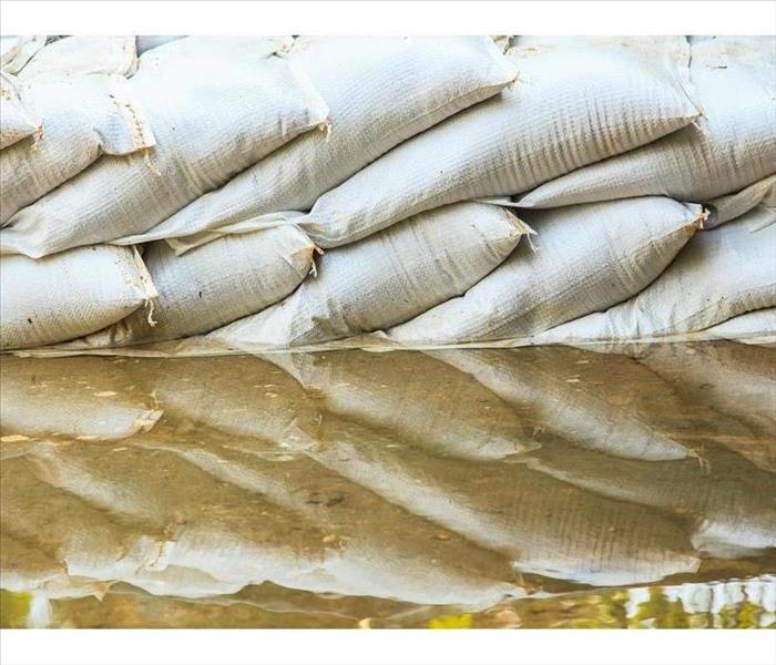 Water barrier of sand bag to prevent flood