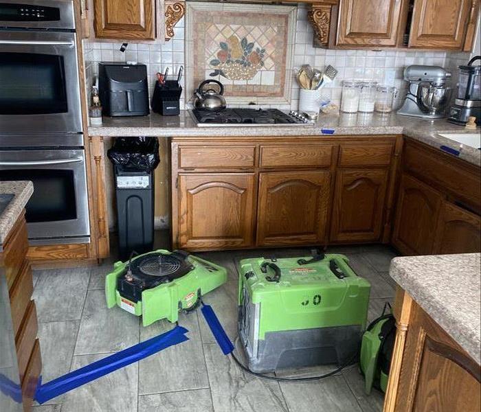 Green drying equipment in a kitchen. 